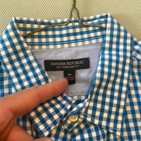 Banana Republic Blue Check Pattern Dress Button-Down - Picture 2 of 4